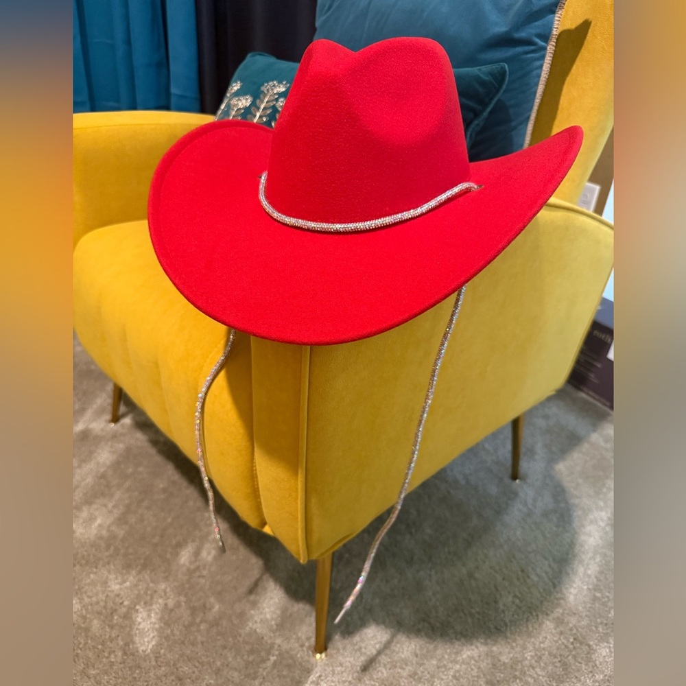 Red Cowboy Hat with Silver Trim